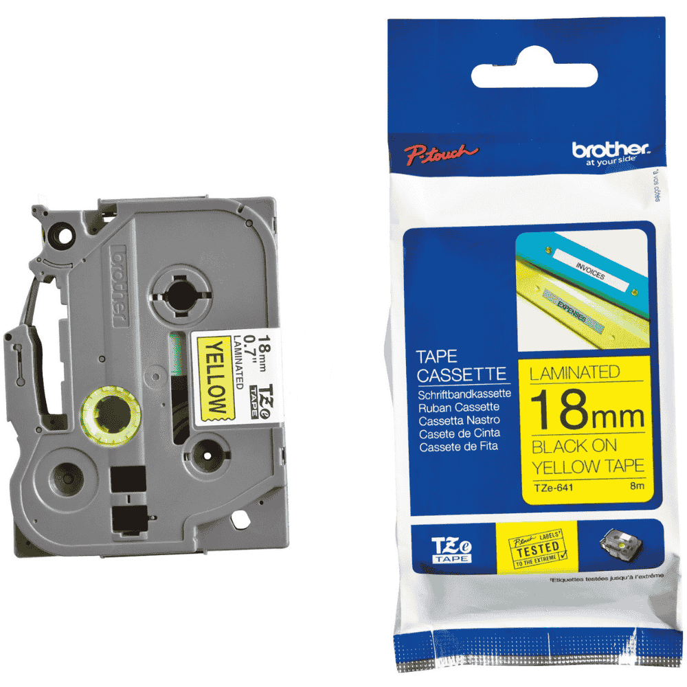 Brother TZE-641 Labelling Tape Cassette 18mm Black on Yellow