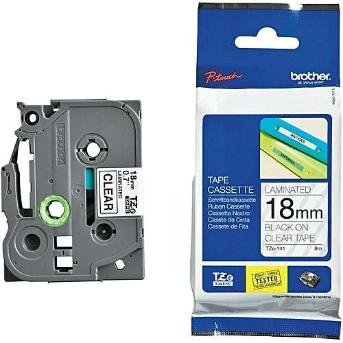 Brother TZE-141 18mm Black on Clear Tape