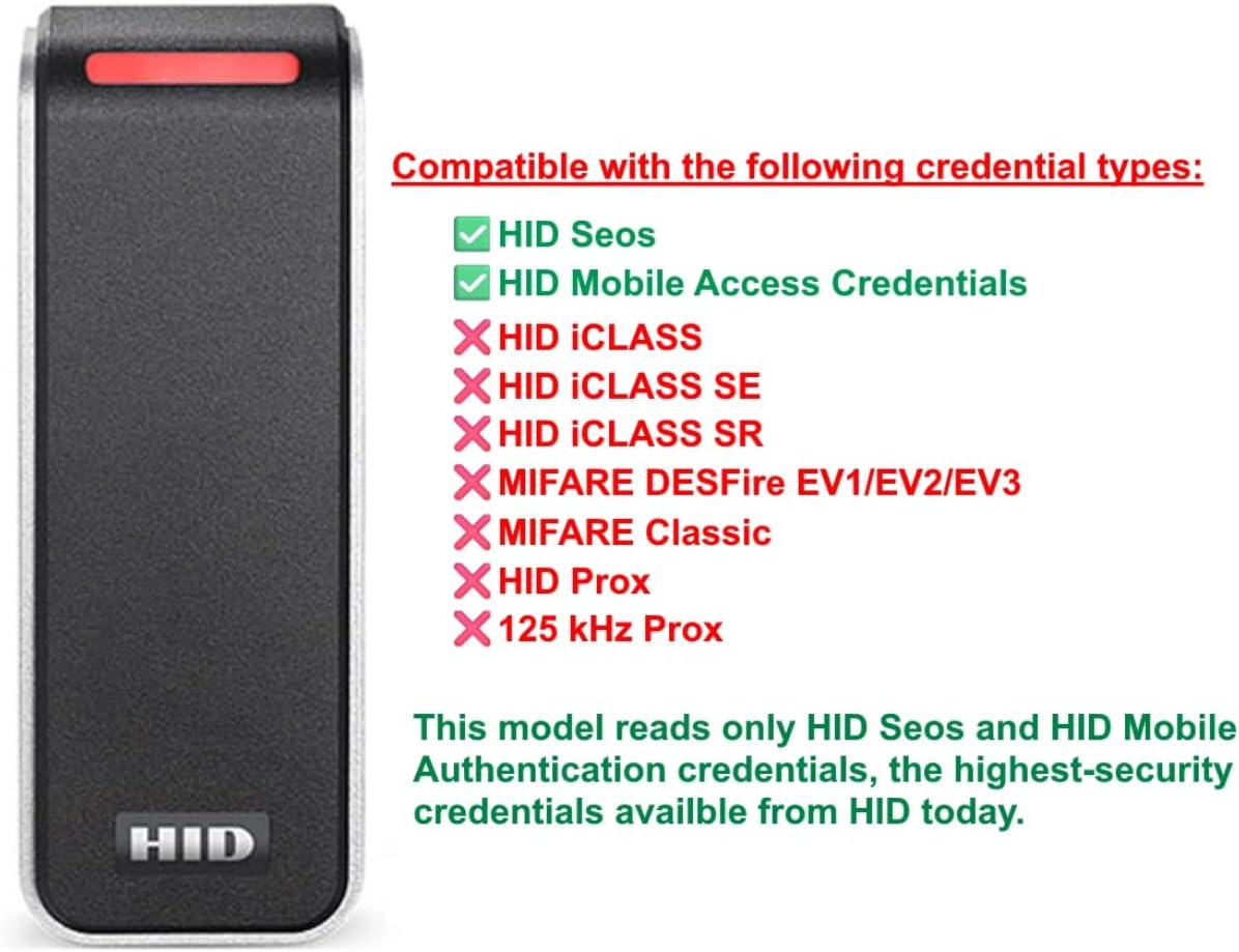 HID 20NKS-T1-000000 Signo 20 Mullion Pigtail Reader with Seos Profile, Black with Silver Trim - Image 4