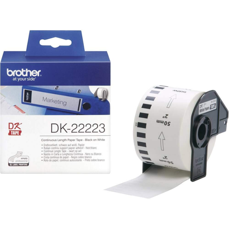 Brother DK-22223 Black on White Continuous Paper Tape