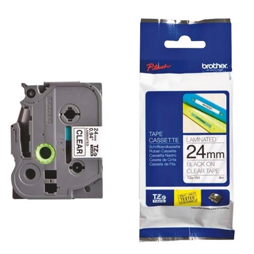 Brother TZe-151 24mm Black On Clear P-touch Tape