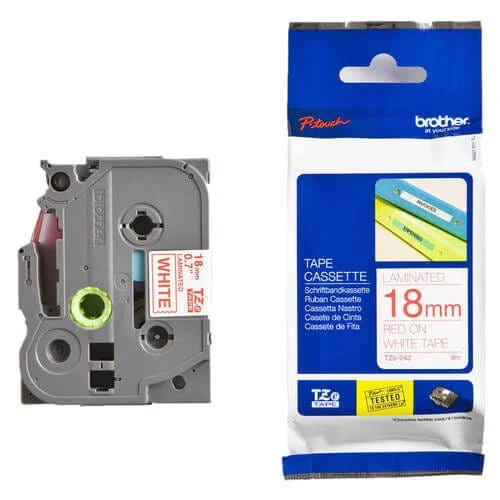 Brother TZe-242 18mm Red on White Label Printer Tape