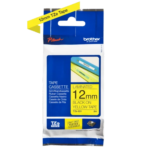 Brother TZe-631 12mm Black on Yellow Label Printer Tape