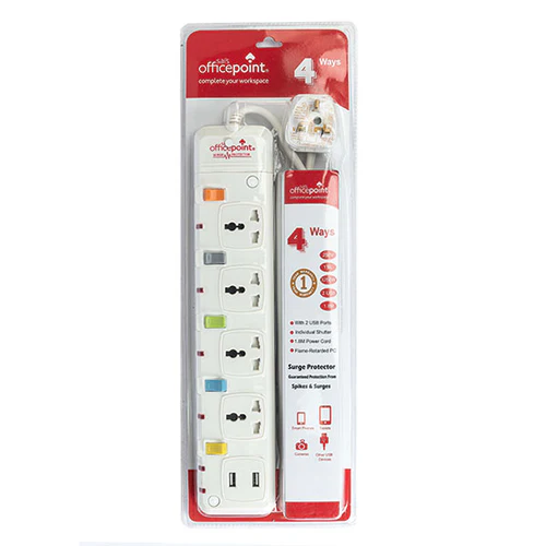 Officepoint 4Way+USB 205U Extension Socket