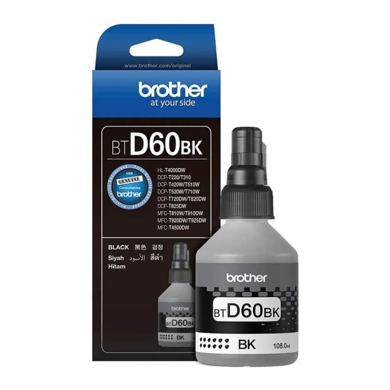 Brother BTD100BK Black Original Ink Bottle – 108ml (7,500 Pages)