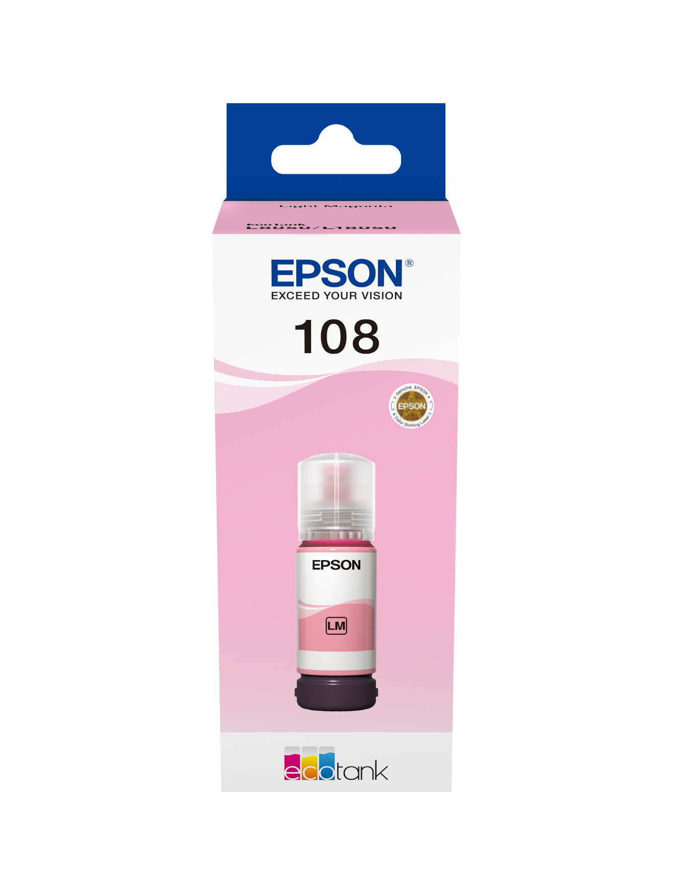 Epson 108 EcoTank Light Magenta ink bottle for Epson L8050, L18050 Printers- 70 ml - C13T09C64A