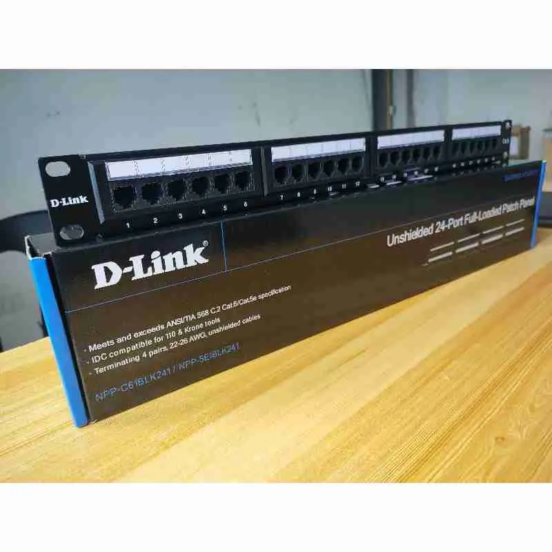 D-Link NPP-C61BLK241 Cat6 24-Port Patch Panel – Fully Loaded, 1U Rackmount