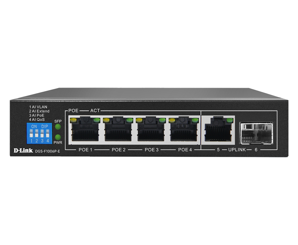 4GE PoE+ 1GE & 1 SFP Uplink 250m PoE Switch DGS-F1006P-E