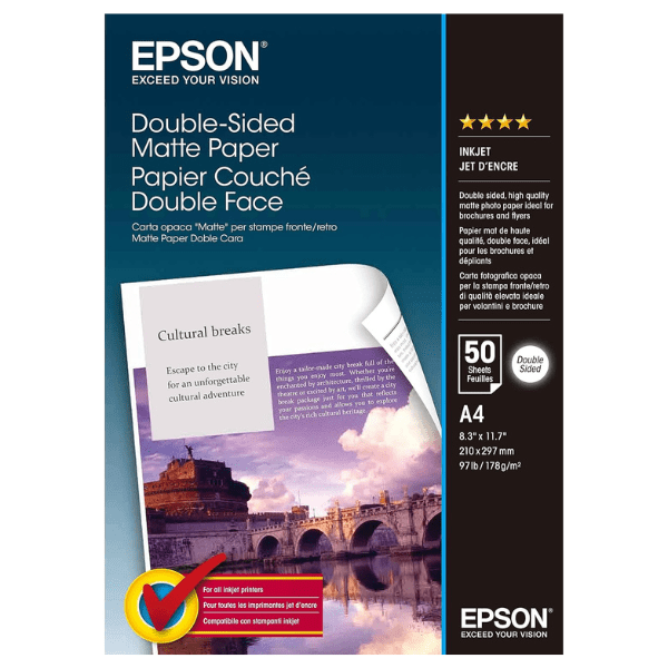 Epson C13S041569 A4 Double-Sided Matte Paper 178gsm 50 Sheets