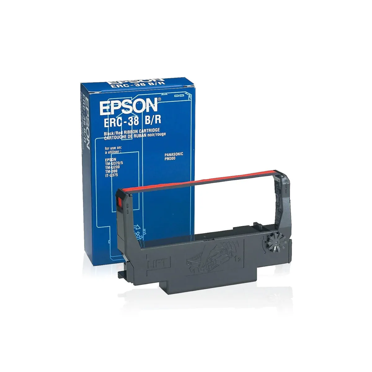 Epson ERC-38B/R Black and Red Ribbon Cartridge for TM-U220/U300