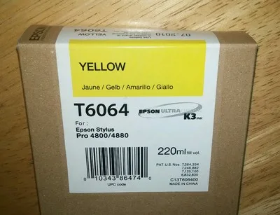 Epson T6064 Yellow Ink Cartridge 220ml UltraChrome K3