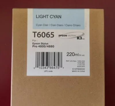 Epson T6065 Light Cyan 220ml UltraChrome K3 Ink Cartridge