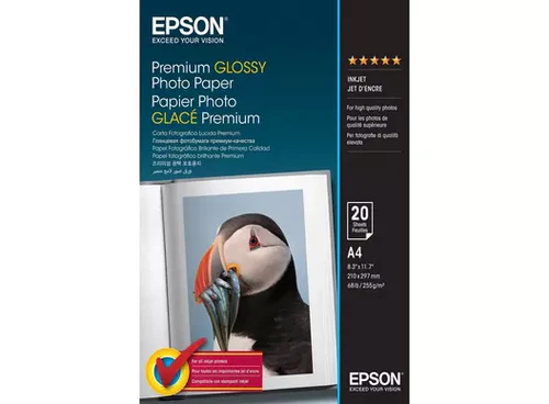Epson C13S041287 Premium Glossy Photo Paper, DIN A4, 255g/m, 20 Sheets