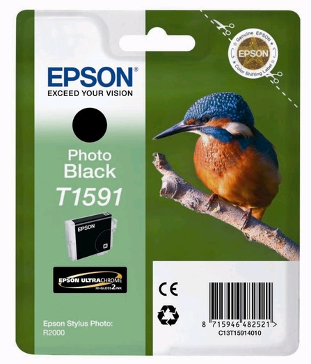 Original Epson T1591 Photo Black Ink Cartridge (C13T15914010) Kingfisher